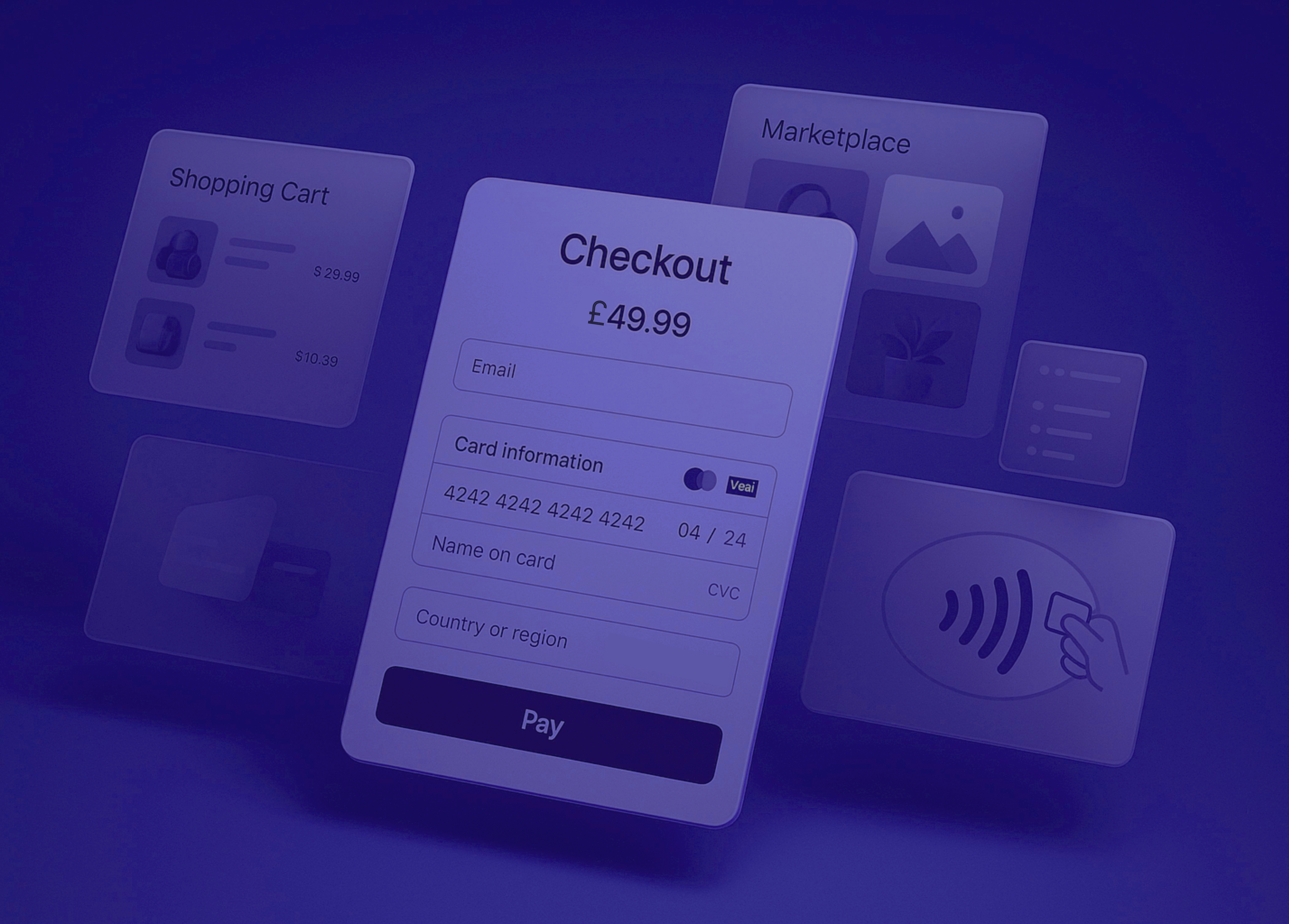 Visual representation of multiple payment methods.