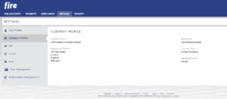 Screenshot of the Company Profile section of a Fire business account.